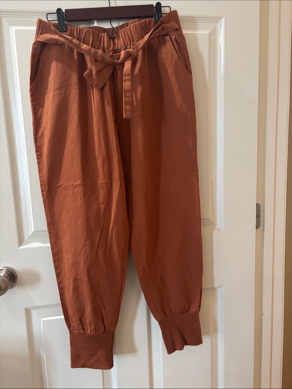 Source Unknown Rust Paperbag Waist Joggers with Tie